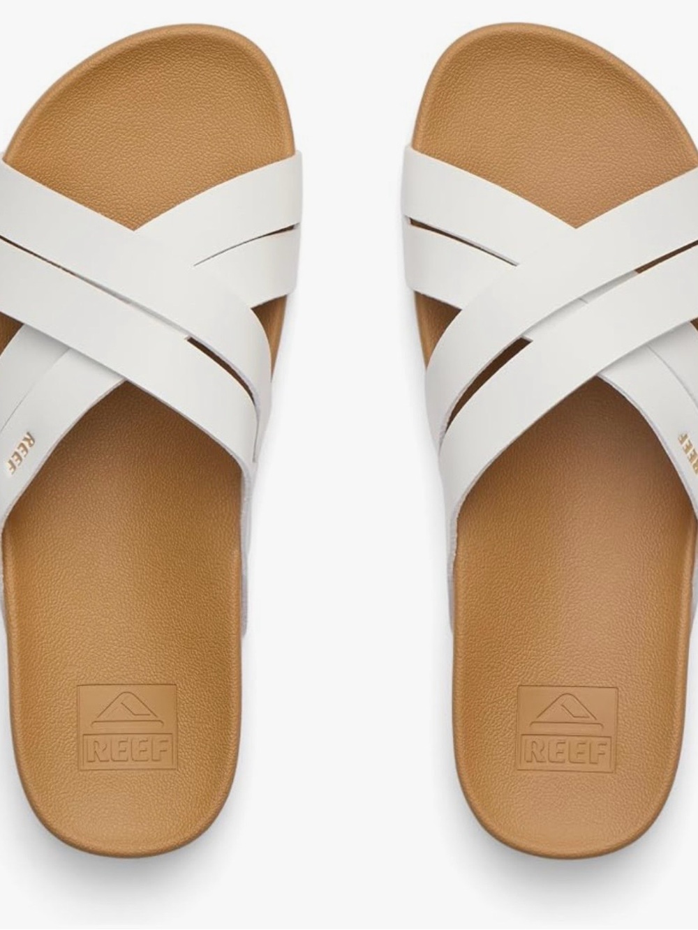 Reef White Cushion Spring Bloom Sandal with Tan Footbed NWT